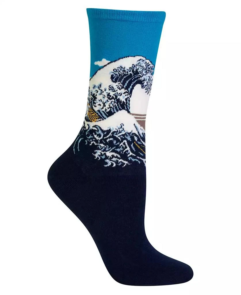 Hot Sox Women's Hokusai's Great Wave Fashion Crew Socks 1