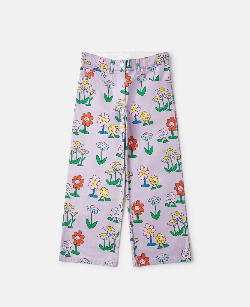Stella McCartney Stella McCartney - Flower Print Straight-Leg Denim Jeans, Violet/Multicolour, Size: 10