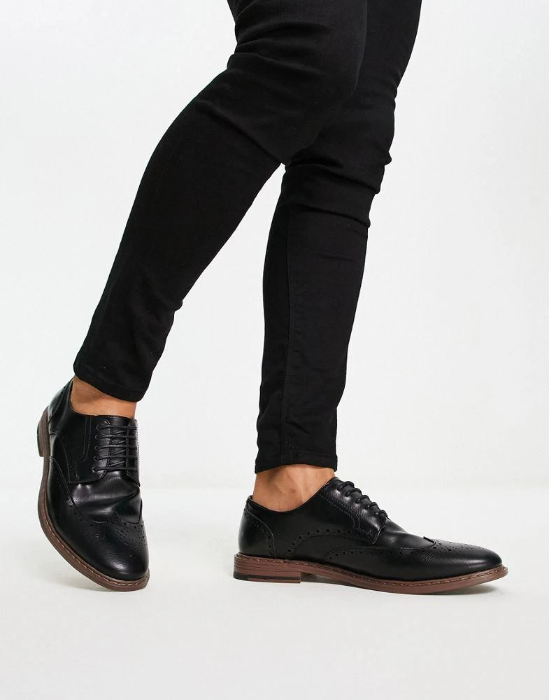 ASOS DESIGN ASOS DESIGN brogue shoes in black faux leather 3