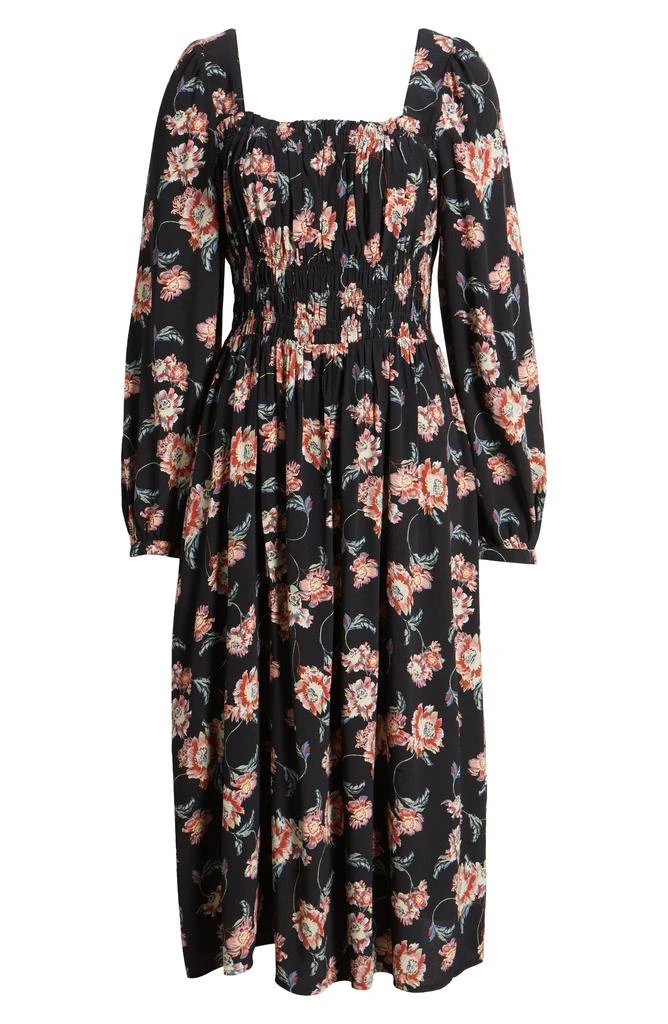 Treasure & Bond Floral Long Sleeve Smock Waist Dress 5