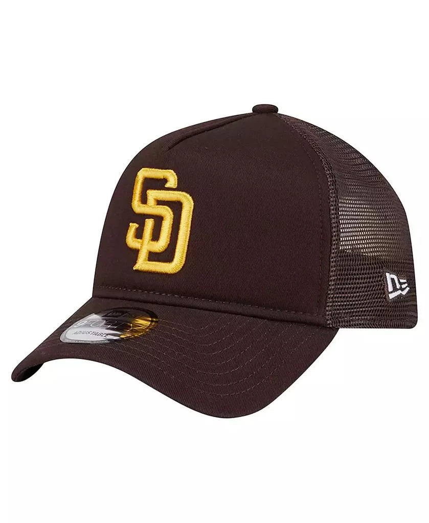 New Era Men
s Brown San Diego Padres 9FORTY A-Frame Trucker Adjustable Hat