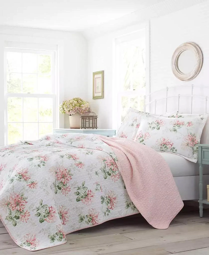 Laura Ashley Honeysuckle Cotton Reversible 2-Pc. Quilt Set, Twin 1