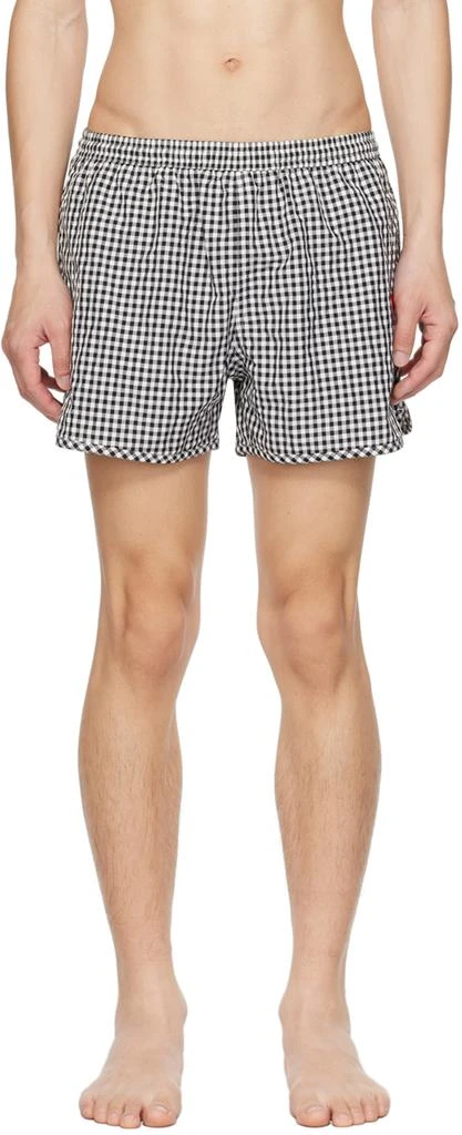 AMI Paris Black & White Ami de Cœur Swim Shorts 1