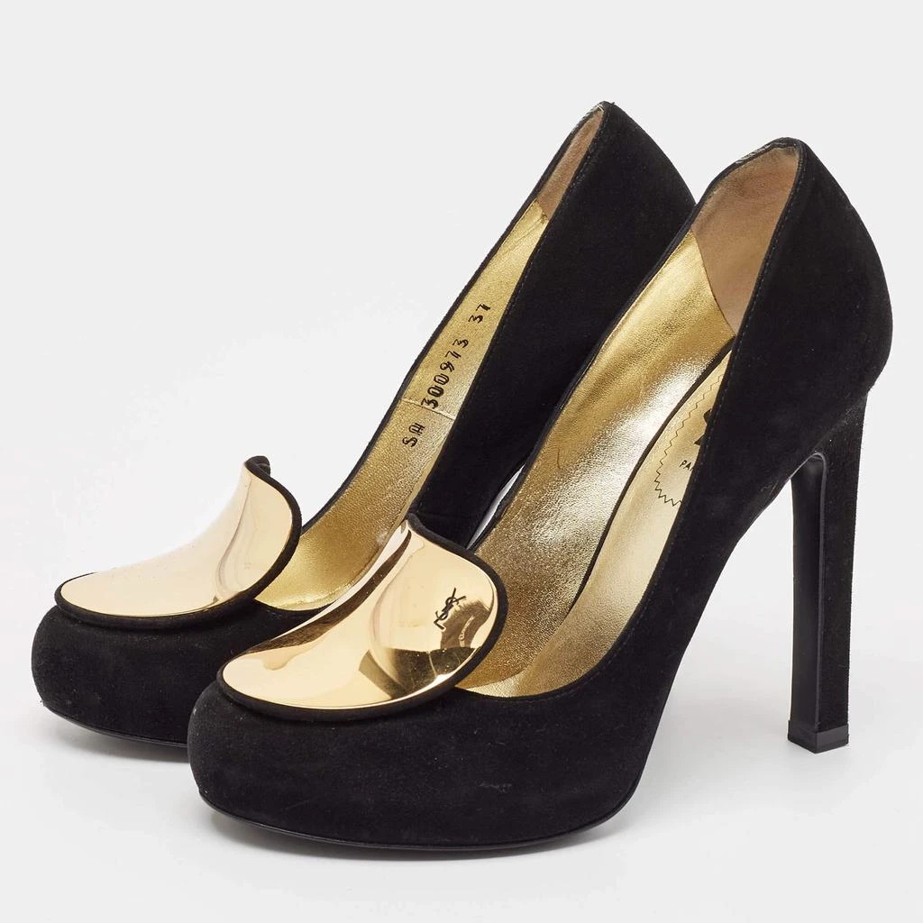 Yves Saint Laurent Yves Saint Laurent Black Suede Round Toe Pumps Size 37 2