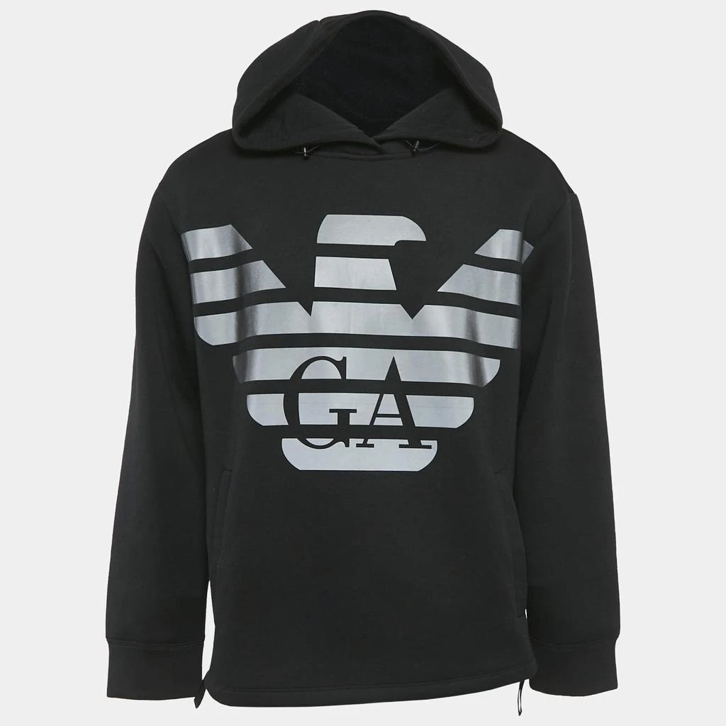Emporio Armani Emporio Armani Black Eagle Logo Print Neoprene Hoodie XL 1