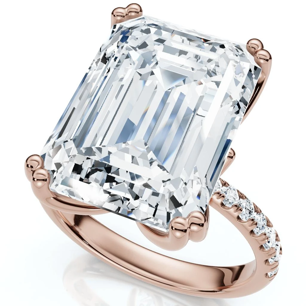 Pompeii3 Certified 10.25Ct Emerald Cut Diamond Engagement Ring 14k Gold or PT Lab Grown 4
