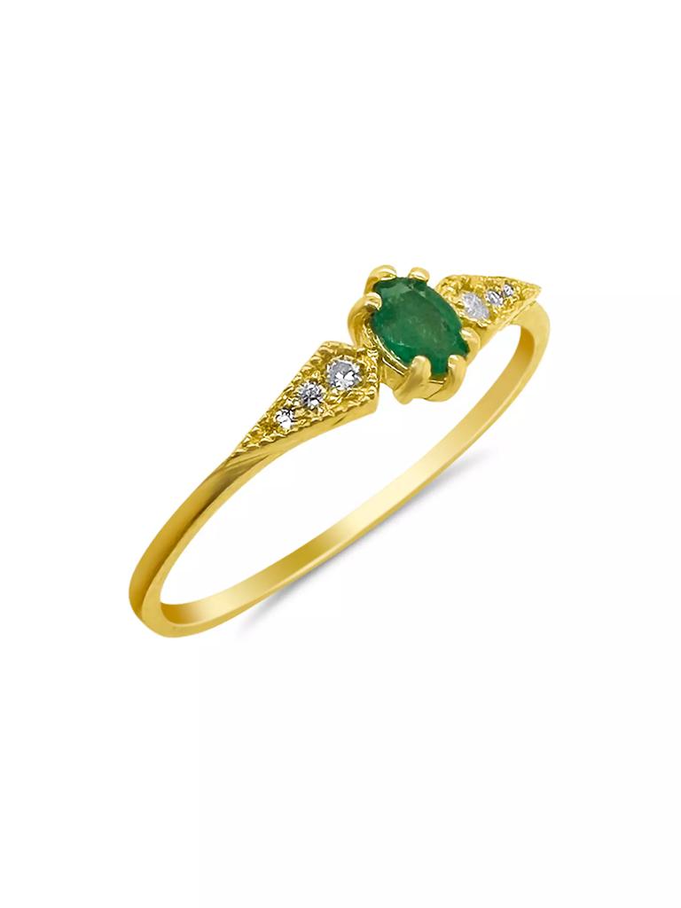 Meira T 14K Yellow Gold, Emerald & .04 TCW Diamond Ring