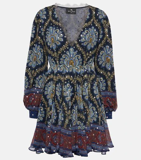 ETRO Balloon-sleeve silk jacquard minidress 1