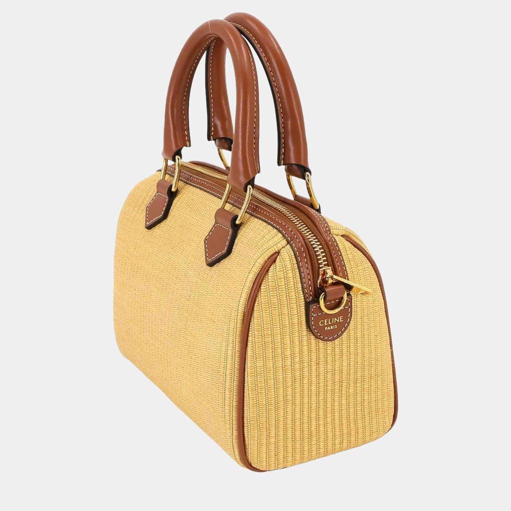 アウトレット【CELINE】SMALL BOSTON CUIR RAFIA 113772FNE Celine Celine Beige/Brown Raffia with Leather Small Cuir