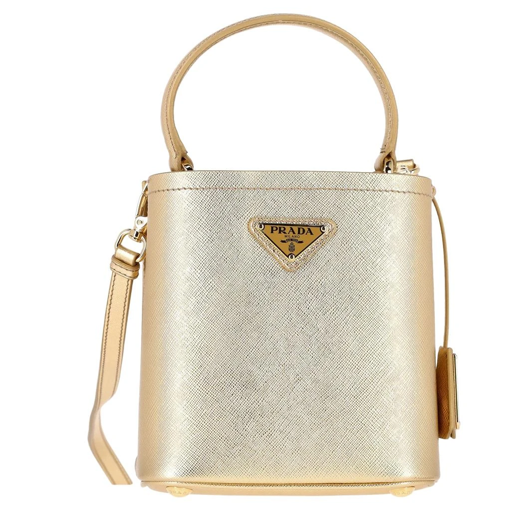 Prada Prada Mini Panier Top Handle Bucket Bag in Gold Saffiano Leather 1