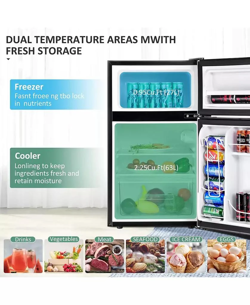 SUGIFT 3.2 cu ft Compact Stainless-Steel Refrigerator 4