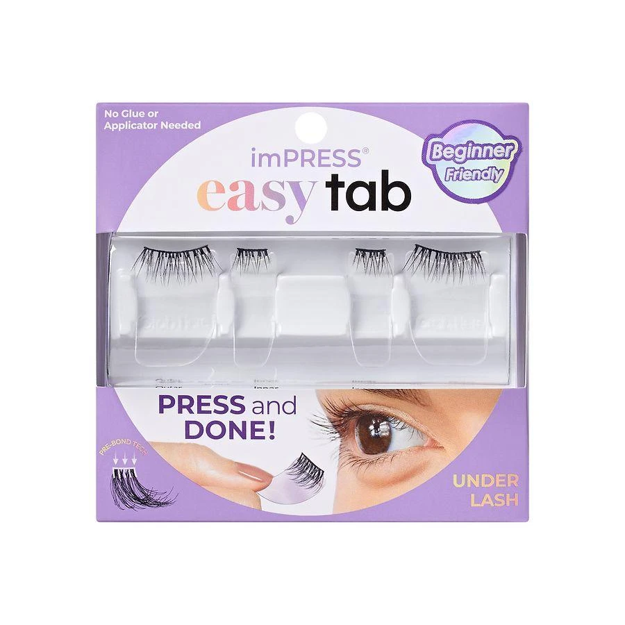 Kiss imPRESS Press On Falsies Easy Tab Self Adhesive Eyelashes, Authentic Natural 10mm-12mm