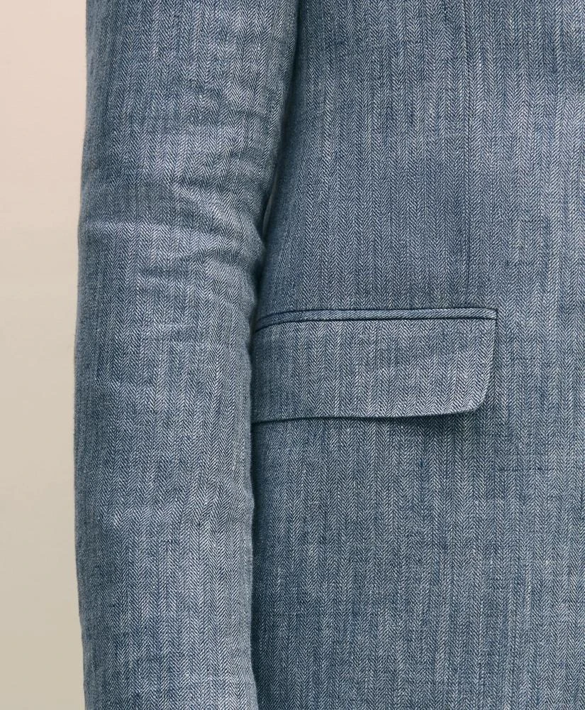 Brooks Brothers Classic Fit Herringbone Linen Suit Jacket 5