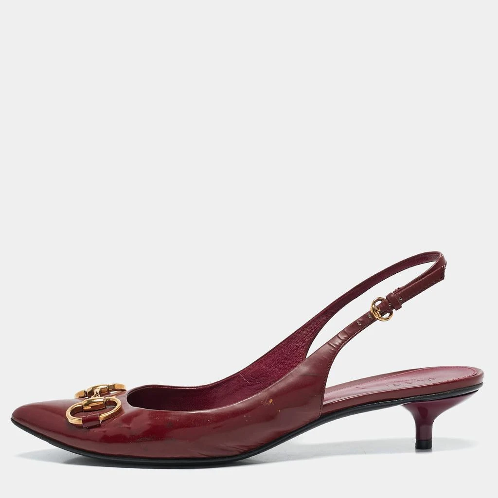 Gucci Gucci Burgundy Patent Leather Horsebit Slingback Pumps Size 40.5 1