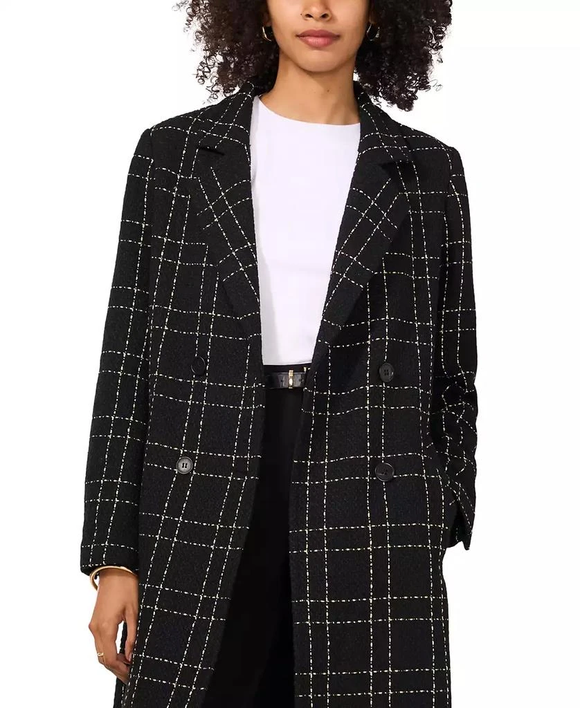 Vince Camuto Women's Windowpane-Plaid Long Jacket 3
