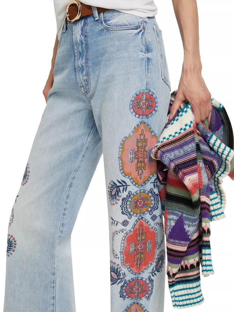 MOTHER The Maven Sneak Embroidery-Print Wide-Leg Jeans 6