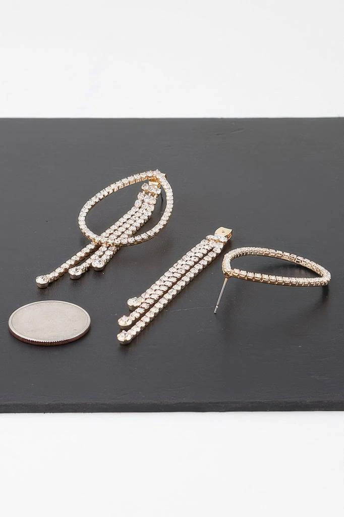 TRUEDAMES Rhinestone Teardrop Curtain Earrings 2