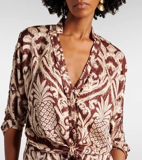 Poupette St Barth Azia printed cropped shirt 4