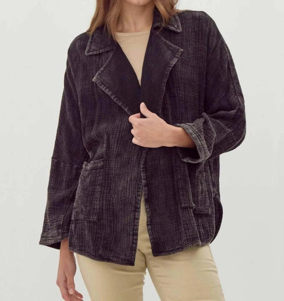 Jodifl Cotton Gauze Blazer In Black Washed