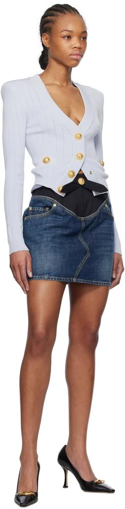 Balmain Blue Crêpe 
Denim Miniskirt 4