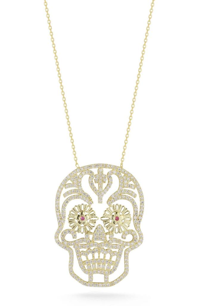 Sphera Milano Sterling Silver & CZ Sugar Skull Pendant Necklace