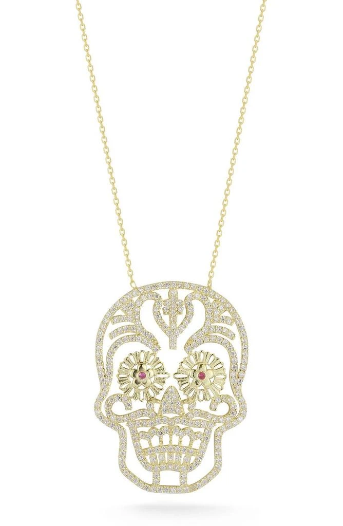 Sphera Milano Sterling Silver & CZ Sugar Skull Pendant Necklace 1