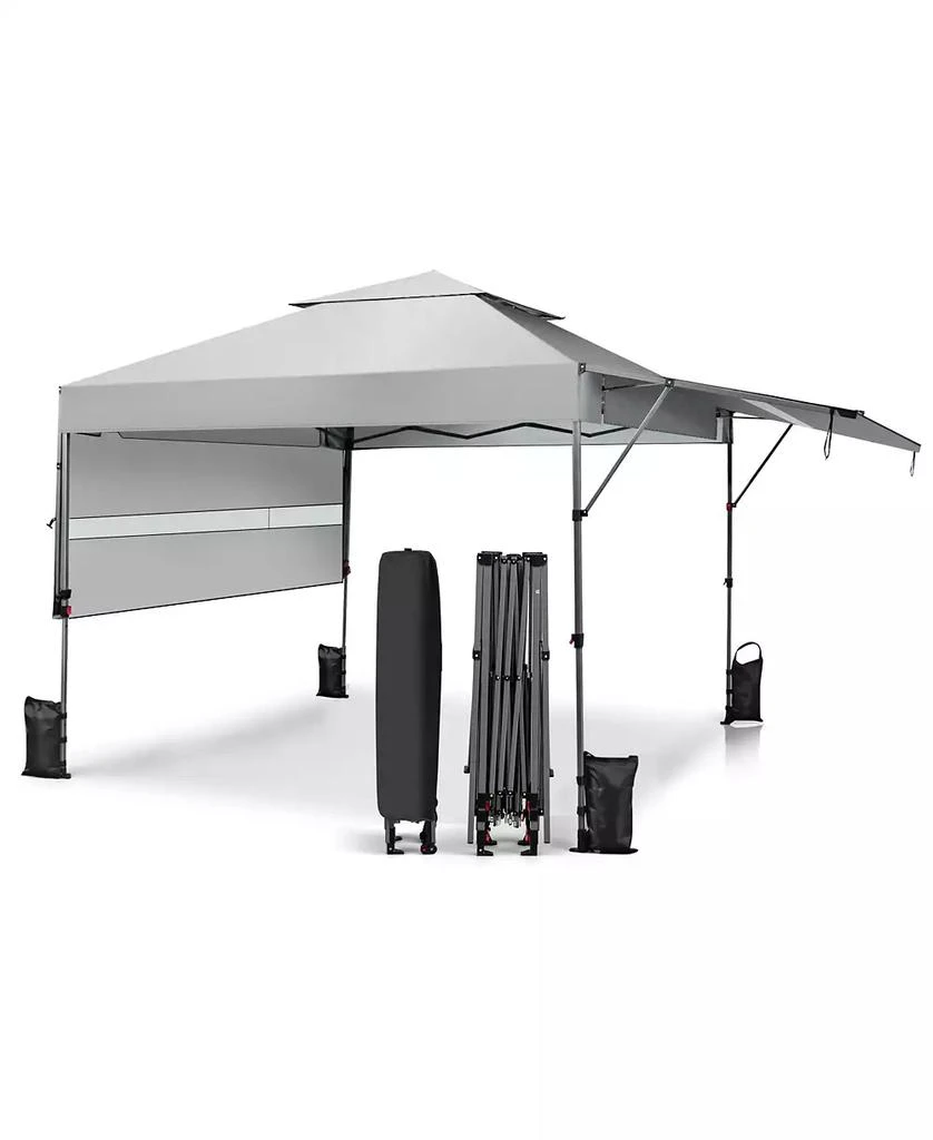 GOUUN 10 x 17.6 Feet Outdoor Instant Pop-up Canopy Tent with Dual Half Awnings-White