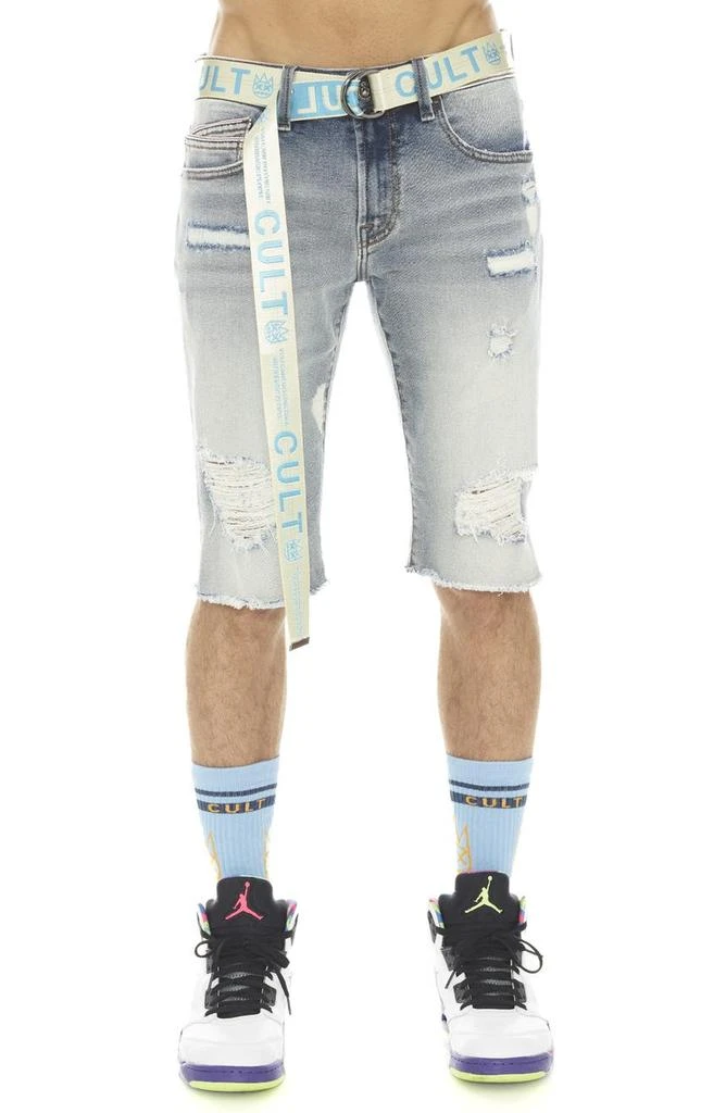 Cult Of Individuality Rocker Belted Slim Fit Stretch Denim Shorts 1