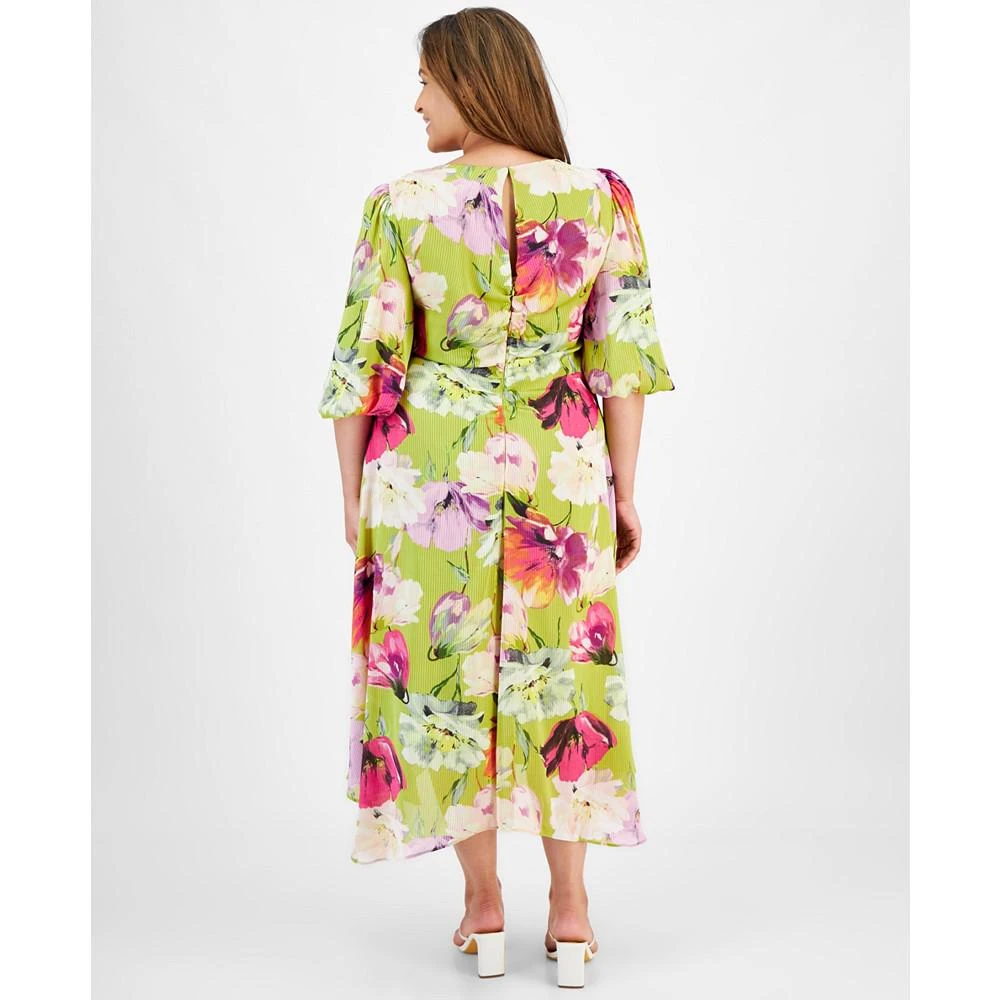 Taylor Plus Size V-Neck Satin A-Line Midi Dress 2
