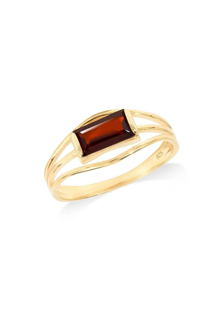 Tiramisu Split-Shank 14K Gold Plated Over 925 Sterling Silver Garnet Ring 3