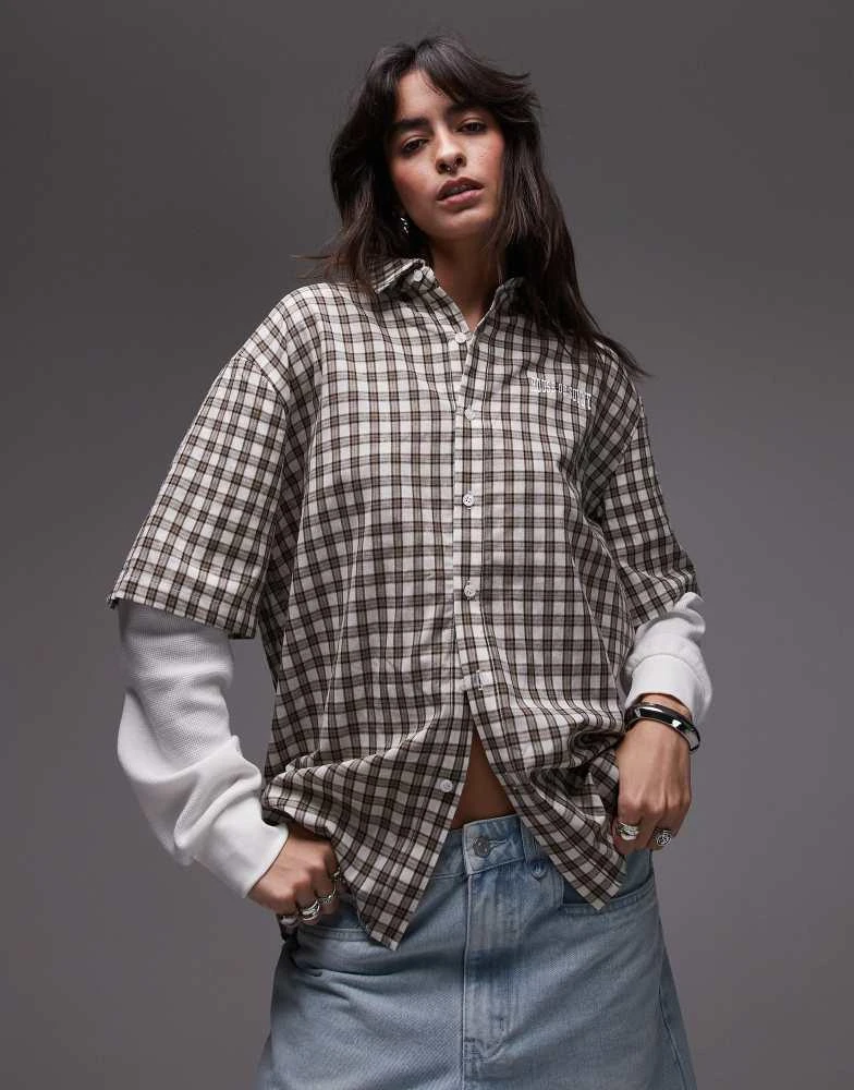 House Of Sunny House of Sunny double layered check shirt in multi 1