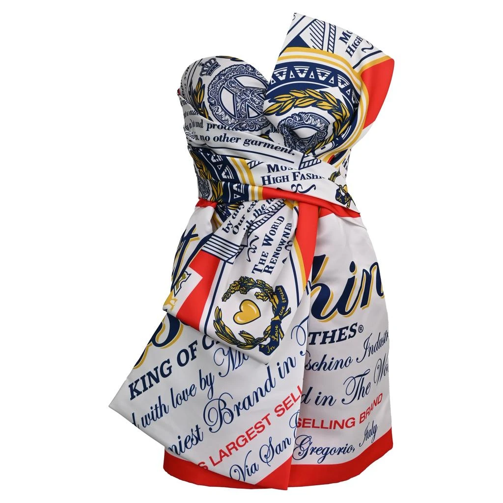 Moschino Couture Budweiser Printed Mini Bustier Dress in Multicolor Polyester