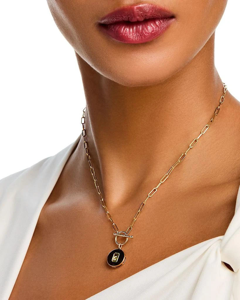 Bloomingdale's Fine Collection 14K Yellow Gold Peridot Disc Pendant Necklace, 16" 3