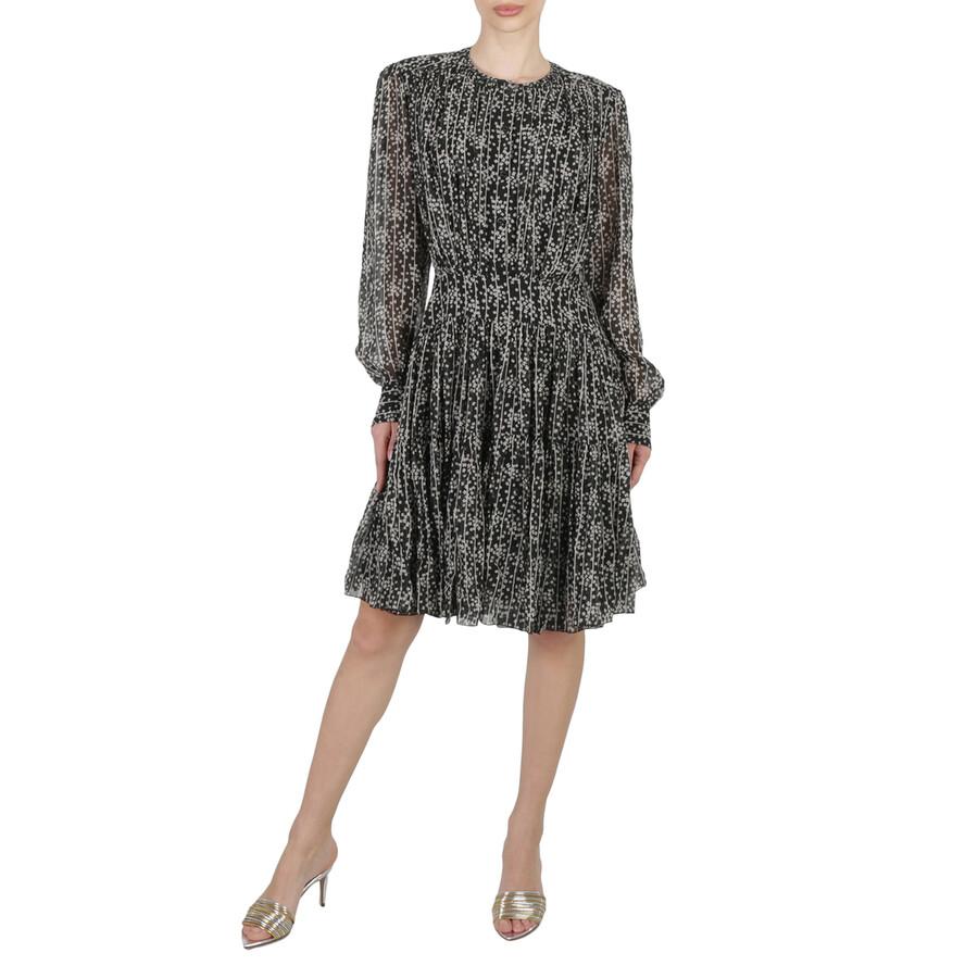 Chloé Ladies Black Tiered Dress With Print