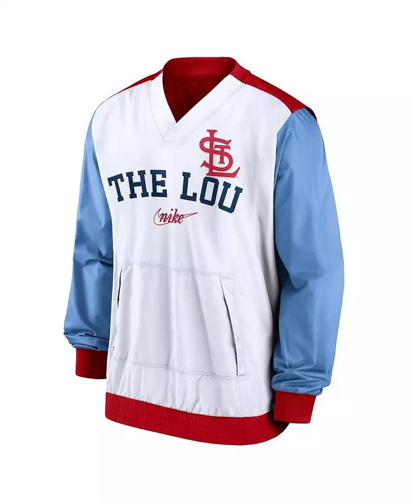 NIKE Men's White, Red St. Louis Cardinals Rewind Warmup V-Neck Pullover Jacket 3