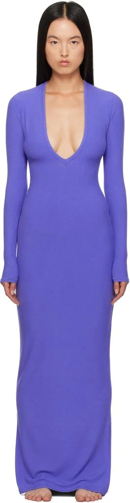 SKIMS Purple Soft Lounge Deep Plunge Maxi Dress 1