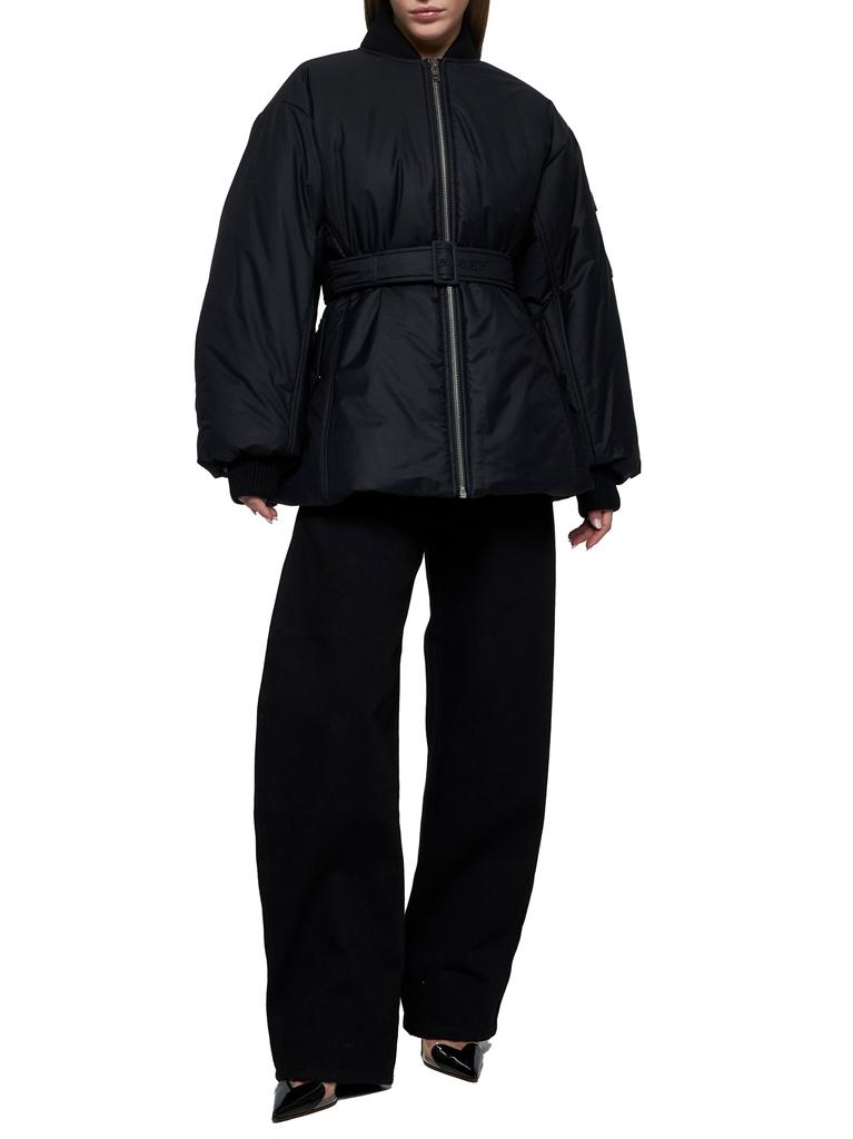 Alaia Black Technical Twill Belted Bomber Jacket