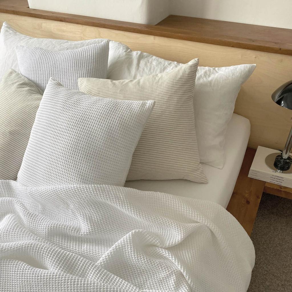in homeware ïn home Linen Cotton Stripe Cushion Cover - Natural - 75x50cm - Set of 2