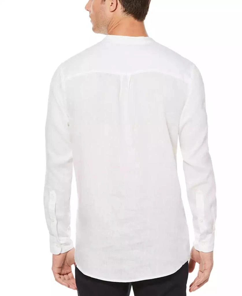 Perry Ellis Men's Solid Linen Popover Long Sleeve Shirt 2