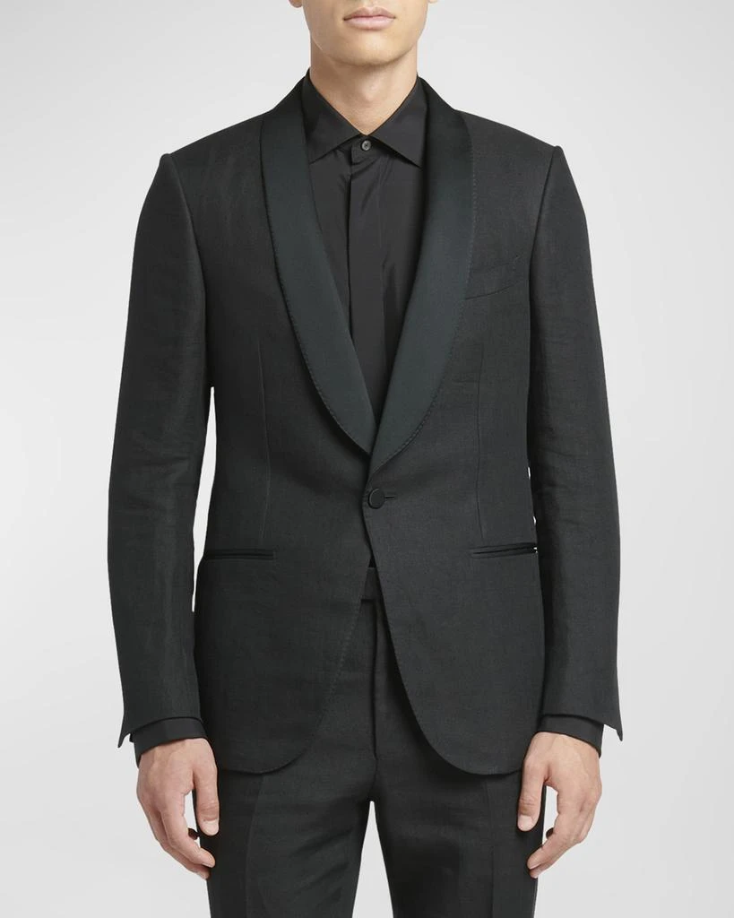 Zegna Men's Shawl-Collar Linen Tuxedo 5