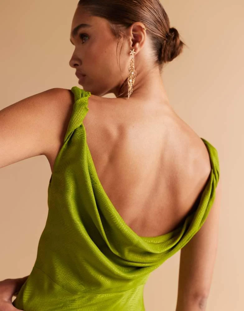slim fit dress slacks Green Satin Jacquard Dress main image 1