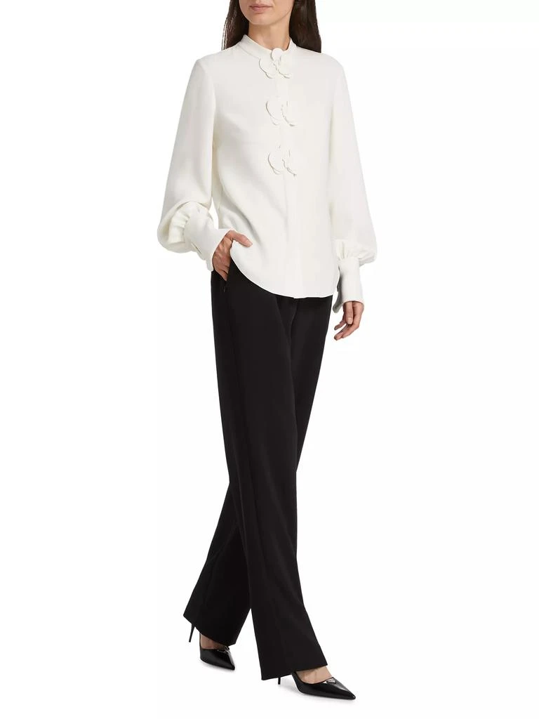 Oscar de la Renta Orchid Button Georgette Blouse 2