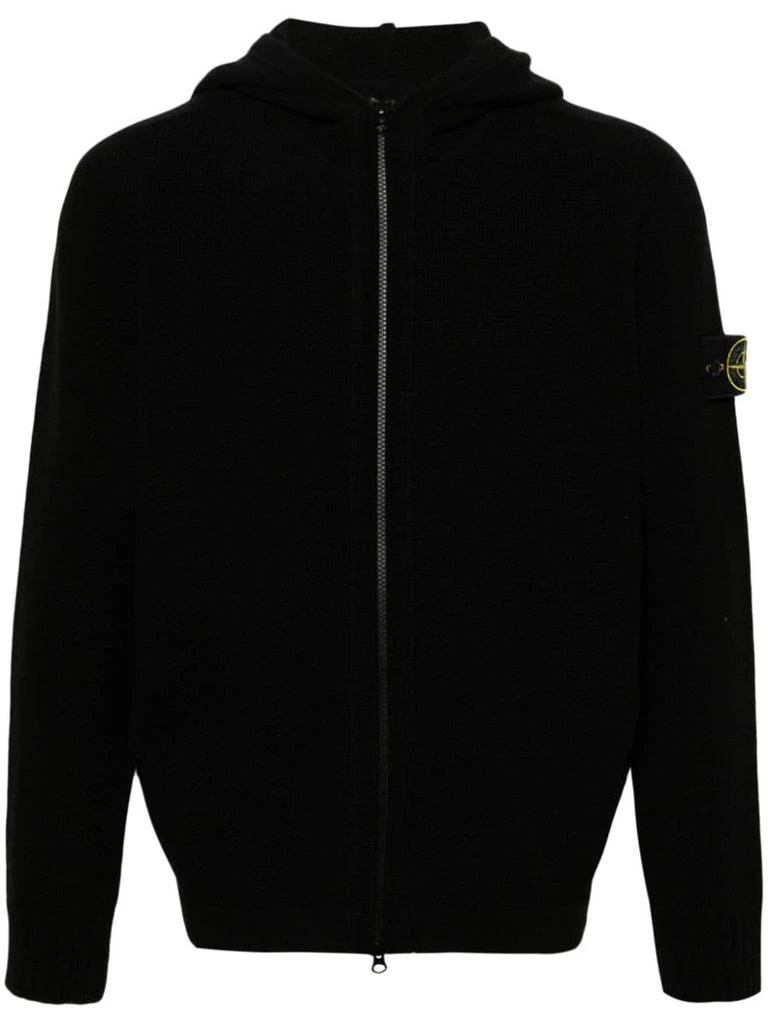 Stone Island Stone Island Hooded Full Zip Cardigan In Lambswool 1