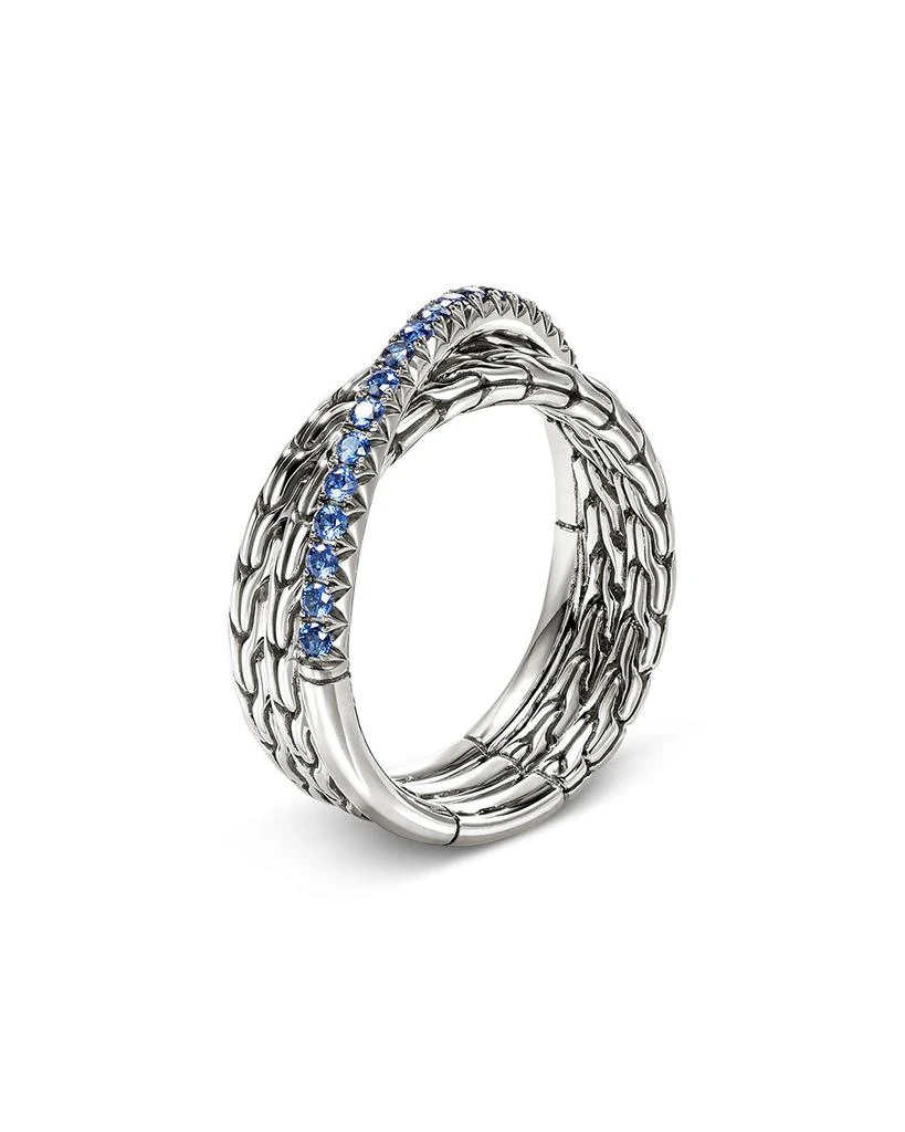 John Hardy Sterling Silver Essentials Blue Sapphire Pavé Crossover Ring 3