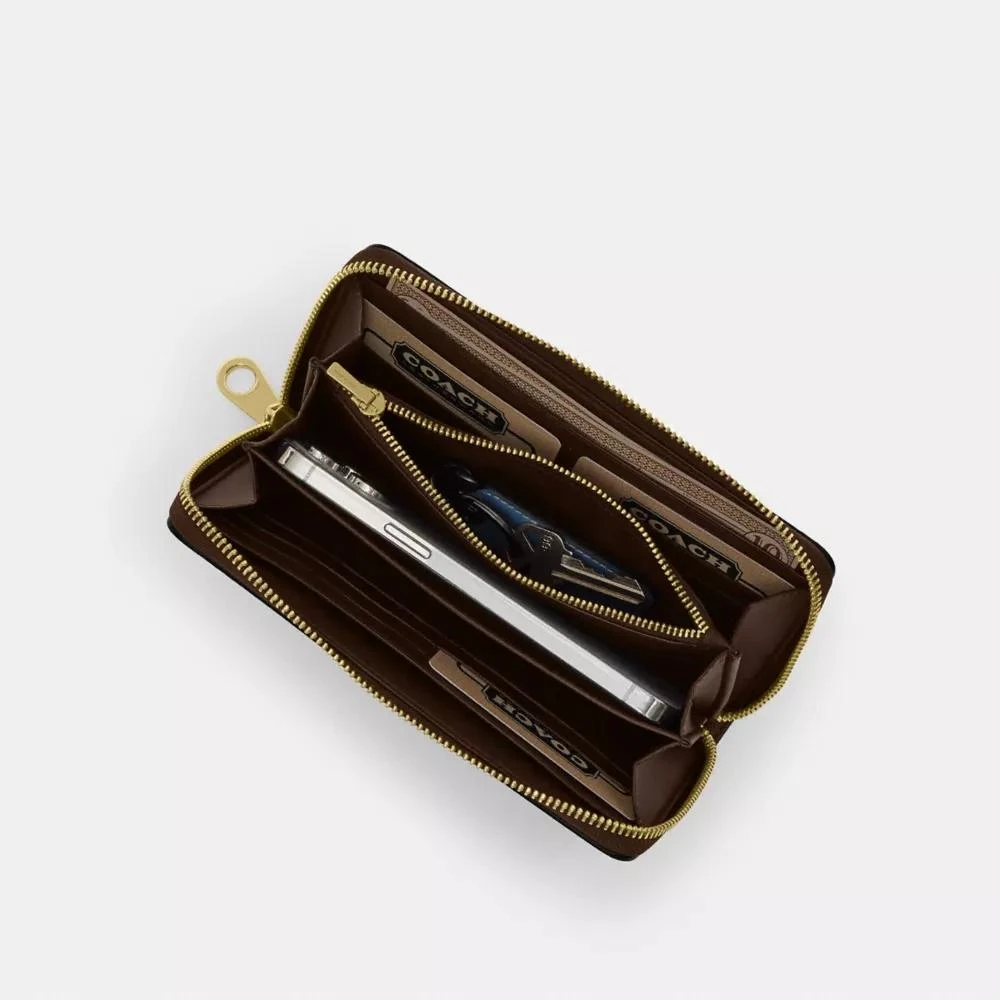 Coach Long Zip Around Wallet In Signature Canvas With Stripe 3