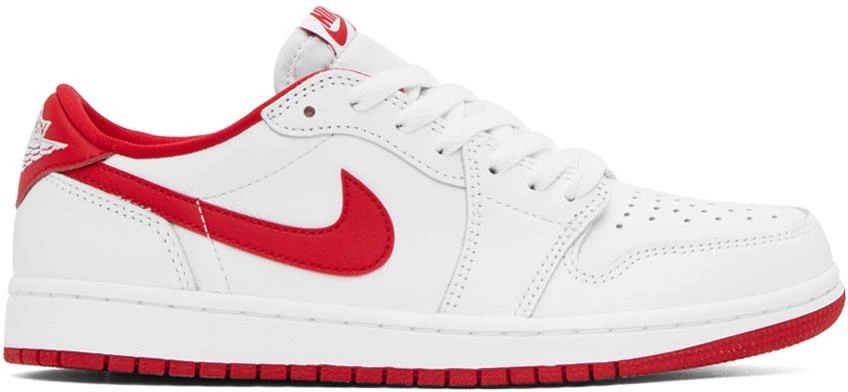 Nike Jordan White & Red Air Jordan 1 Low OG Sneakers 1