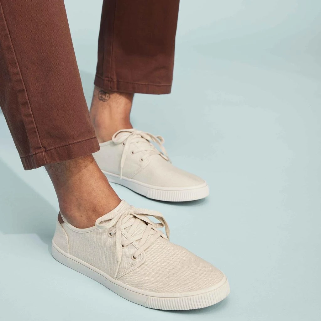 TOMS Shoes Carlo Cream Heritage Canvas Lace-Up Sneaker 2