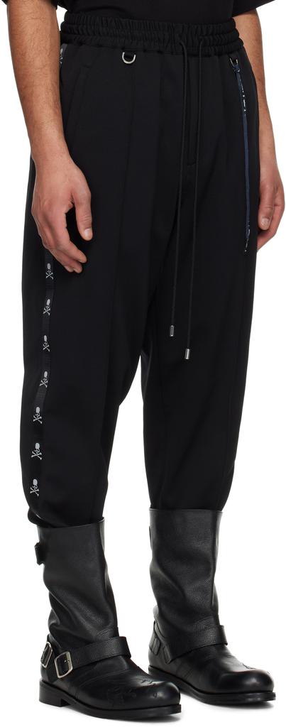mastermind JAPAN Black Regular Fit Skull Tape Jersey Tapered Sweatpants