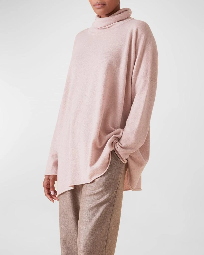 Eskandar Raw Edge Scrunch Neck Cashmere Top 3