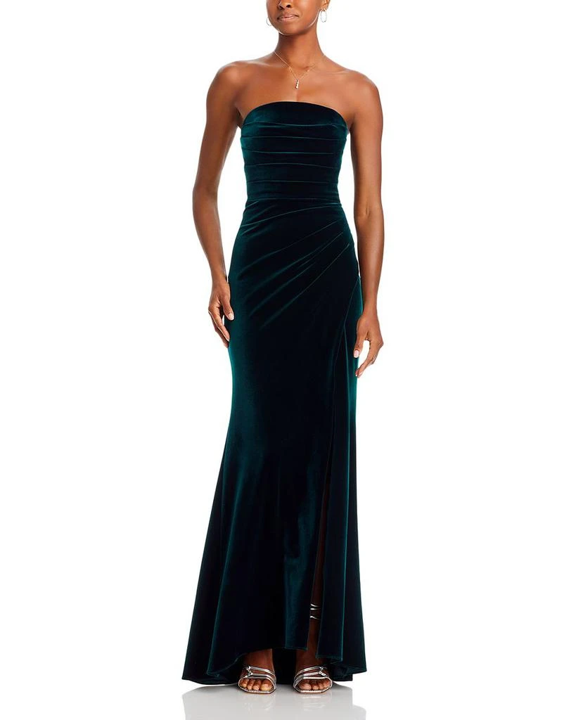 AQUA Velvet Strapless Gown - Exclusive 1